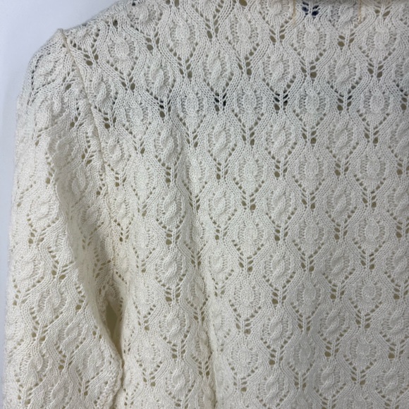 Ship’n shore vintage wool blend open knit turtleneck sweater, medium - Picture 3 of 8